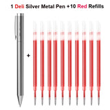 Deli Metal Rotary Gel Ink Ballpoint Pen, 0.5mm Extra Fine Bullet Rods Signature Business Smooth Writing Pens for Office School