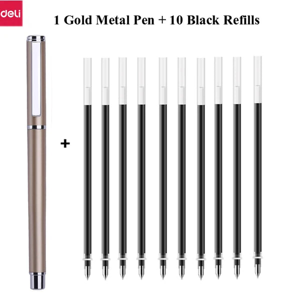 Deli Metal Gel Pens Rotate Sign Ballpen Pens 0.5mm Smooth Refill Black –  AOOKMIYA