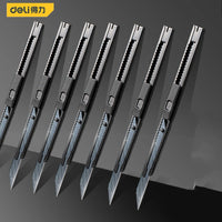Deli Metal Utility Knife Small Alummium Paper Cutter нож With Sharp Blades Safety Stationery Art Tools With Auto-Locking Design