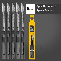 Deli Metal Utility Knife Small Alummium Paper Cutter нож With Sharp Blades Safety Stationery Art Tools With Auto-Locking Design