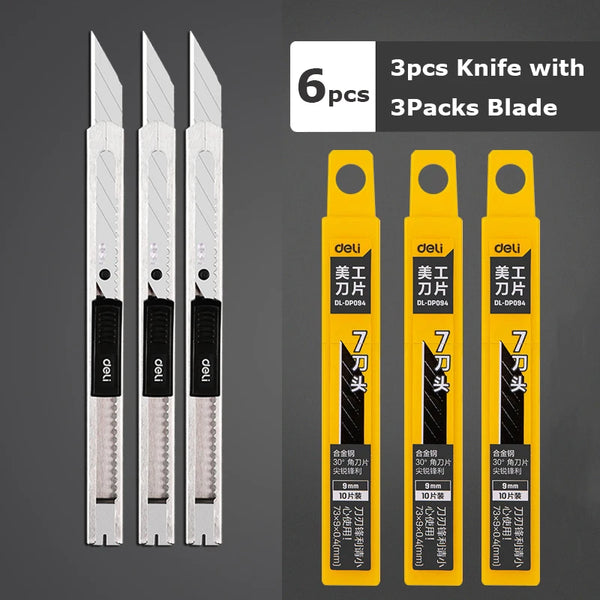 Deli Small Utility Knife Metal 60° Box Cutter Paper нож 9MM School Off –  AOOKMIYA