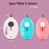 Deli Mini Box Cutter, Portable Wallpaper Art Utility Knife, Auto Retractable Boxes Package Cardboard Cutting Knife Office Home
