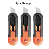 Deli Mini Box Cutter, Portable Wallpaper Art Utility Knife, Auto Retractable Boxes Package Cardboard Cutting Knife Office Home