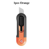 Deli Mini Box Cutter, Portable Wallpaper Art Utility Knife, Auto Retractable Boxes Package Cardboard Cutting Knife Office Home