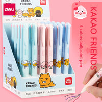 Deli Multicolored Ballpoint Pen 1pcs KAKAO FRIENDS 4 Colors In 1 Ball Point Pen Cute Korean Stationery Kids Gift 0.7mm Pen