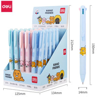 Deli Multicolored Ballpoint Pen 1pcs KAKAO FRIENDS 4 Colors In 1 Ball Point Pen Cute Korean Stationery Kids Gift 0.7mm Pen