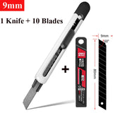 Deli Non-Stick Coated Box Cutter Utility Knife,18mm/9mm Rust-Proof Carbon Steel Blades ABS Grip Handle Package Opener