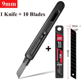 Deli Non-Stick Coated Box Cutter Utility Knife,18mm/9mm Rust-Proof Carbon Steel Blades ABS Grip Handle Package Opener