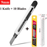 Deli Non-Stick Coated Box Cutter Utility Knife,18mm/9mm Rust-Proof Carbon Steel Blades ABS Grip Handle Package Opener