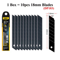 Deli Non-Stick Coated Box Cutter Utility Knife,18mm/9mm Rust-Proof Carbon Steel Blades ABS Grip Handle Package Opener