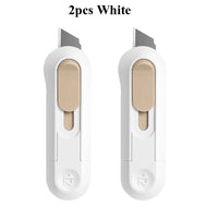 Deli Nusign Mini Utility Knife Portable Box Cutter Auto Retract Paper Cardboard Package Opener Knife Cutting Pocket Size
