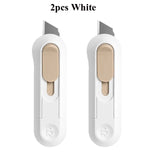 Deli Nusign Mini Utility Knife Portable Box Cutter Auto Retract Paper Cardboard Package Opener Knife Cutting Pocket Size
