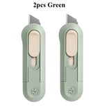 Deli Nusign Mini Utility Knife Portable Box Cutter Auto Retract Paper Cardboard Package Opener Knife Cutting Pocket Size