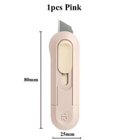 Deli Nusign Mini Utility Knife Portable Box Cutter Auto Retract Paper Cardboard Package Opener Knife Cutting Pocket Size