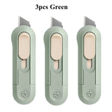 Deli Nusign Mini Utility Knife Portable Box Cutter Auto Retract Paper Cardboard Package Opener Knife Cutting Pocket Size