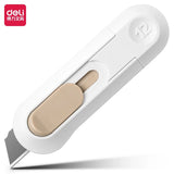 Deli Nusign Mini Utility Knife Portable Box Cutter Auto Retract Paper Cardboard Package Opener Knife Cutting Pocket Size