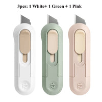 Deli Nusign Mini Utility Knife Portable Box Cutter Auto Retract Paper Cardboard Package Opener Knife Cutting Pocket Size