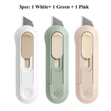Deli Nusign Mini Utility Knife Portable Box Cutter Auto Retract Paper Cardboard Package Opener Knife Cutting Pocket Size