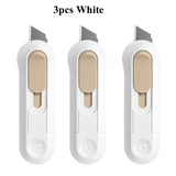 Deli Nusign Mini Utility Knife Portable Box Cutter Auto Retract Paper Cardboard Package Opener Knife Cutting Pocket Size