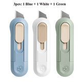 Deli Nusign Mini Utility Knife Portable Box Cutter Auto Retract Paper Cardboard Package Opener Knife Cutting Pocket Size