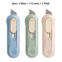 Deli Nusign Mini Utility Knife Portable Box Cutter Auto Retract Paper Cardboard Package Opener Knife Cutting Pocket Size