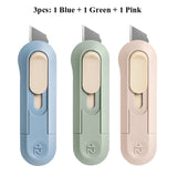 Deli Nusign Mini Utility Knife Portable Box Cutter Auto Retract Paper Cardboard Package Opener Knife Cutting Pocket Size
