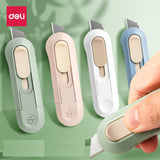 Deli Nusign Mini Utility Knife Portable Box Cutter Auto Retract Paper Cardboard Package Opener Knife Cutting Pocket Size