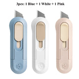 Deli Nusign Mini Utility Knife Portable Box Cutter Auto Retract Paper Cardboard Package Opener Knife Cutting Pocket Size