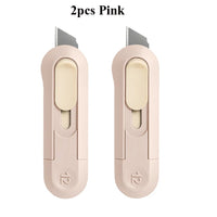 Deli Nusign Mini Utility Knife Portable Box Cutter Auto Retract Paper Cardboard Package Opener Knife Cutting Pocket Size