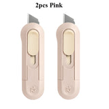 Deli Nusign Mini Utility Knife Portable Box Cutter Auto Retract Paper Cardboard Package Opener Knife Cutting Pocket Size