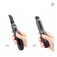 Deli Nusign Utility Knife High Carbon Big Size Paper Box Cutter With Blades 18MM ,Auto-Lock Design Art Supplies Sharp Cutting
