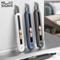 Deli Nusign Utility Knife High Carbon Big Size Paper Box Cutter With Blades 18MM ,Auto-Lock Design Art Supplies Sharp Cutting