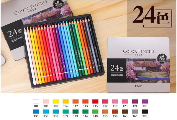 Watercolor Oil-Based Colored Pencil 12/24/36/48 Colors Set — A Lot