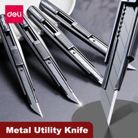 Deli Pocket Knife Box Cutter Utility Knife Retractable Blade 9mm нож for Home Office School Stationery Cut Paper Craft Knives