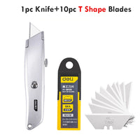 Deli Pocket Knife Retractable Unboxing Cutter Heavy Duty Utility Knife нож Couteau SK5 Blade Opener for Cardboard Carton Box