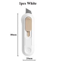 Deli Portable Mini Box Cutter Utility Knife, SK5 Metal Blades Box Opener Cutting Auto-Retractable Pocket Paper Cutter