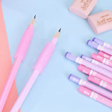 Deli Quality Great Gift Set Cartoon Design Cute Stationery Pencil Sharpener Eraser Pencil Cap Crayon for Children Study Supplies