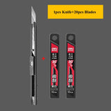 Deli Retractable Box Cutter 9mm 30 Degree Blade Utility Knife Carbon Steel Self-Locking Design Cutting Tools Wallpaper Carton