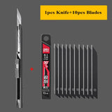 Deli Retractable Box Cutter 9mm 30 Degree Blade Utility Knife Carbon Steel Self-Locking Design Cutting Tools Wallpaper Carton