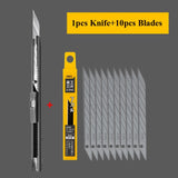 Deli Retractable Box Cutter 9mm 30 Degree Blade Utility Knife Carbon Steel Self-Locking Design Cutting Tools Wallpaper Carton