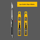 Deli Retractable Box Cutter 9mm 30 Degree Blade Utility Knife Carbon Steel Self-Locking Design Cutting Tools Wallpaper Carton