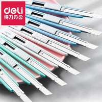 Deli Retractable Box Cutter Sharpness Utility Knife Cute Self-Locking Design нож Art Supplies School Office Stationery Accessori