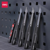 Deli Retractable Utility Knife Box Cutter Zinc Alloy Shell High Grade Carbon Steel Blades for Cardboard, Rope, Carpet,Wallpaper