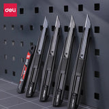 Deli Retractable Utility Knife Box Cutter Zinc Alloy Shell High Grade Carbon Steel Blades for Cardboard, Rope, Carpet,Wallpaper