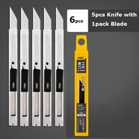 Deli Retractable Utility Knife Carbon Steel  Box Cutter 30°Small estilete profissional ferramenta Art Supplies Sharpness couteau