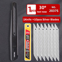 Deli Retractable Utility Knife ,Portable Box Cutter 30 Degree 9MM Metal Blade estilete profissional ferramenta Art Supplies нож