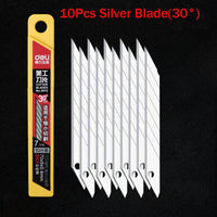 Deli Retractable Utility Knife ,Portable Box Cutter 30 Degree 9MM Metal Blade estilete profissional ferramenta Art Supplies нож