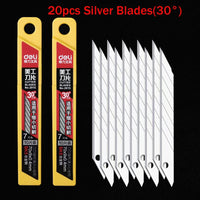 Deli Retractable Utility Knife ,Portable Box Cutter 30 Degree 9MM Metal Blade estilete profissional ferramenta Art Supplies нож