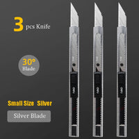 Deli Retractable Utility Knife Stainless 30 Degree Blade Paper Box Cutter Self-Locking Function Safety Cutting Art Tool Supplies