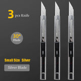 Deli Retractable Utility Knife Stainless 30 Degree Blade Paper Box Cutter Self-Locking Function Safety Cutting Art Tool Supplies